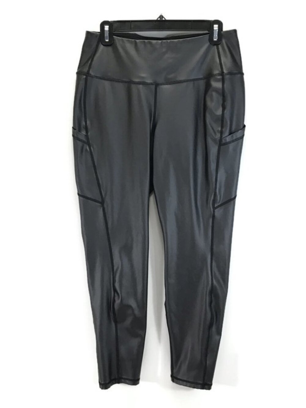 Torrid Active Faux Leather Leggings Women's Plus 1/1X Coated Black Pockets Gym